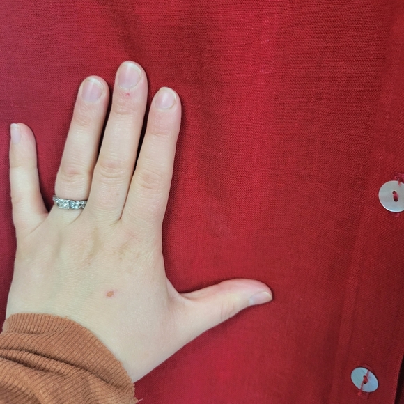 Vintage‎ Talbots Linen Blend Button Front Midi Dress Red Size 6 Petite Lagenlook - Picture 4 of 10